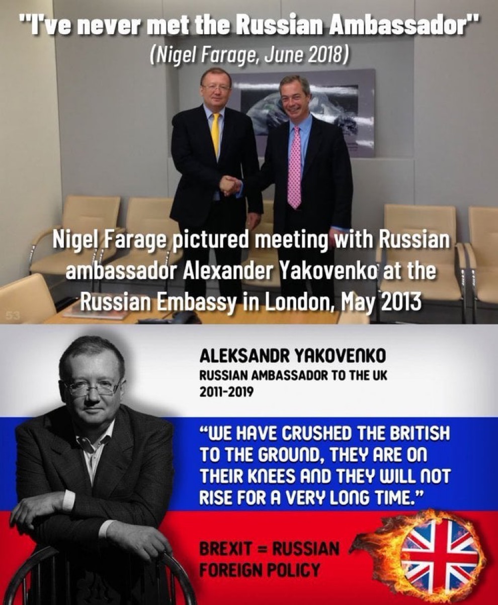 Nigel Farage photographed with Russian Ambassador Yakovenko—alleged Kremlin ties